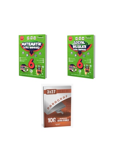 2027 Av 6. Sınıf Matematik + Sosyal Bilgiler Soru + Anla Kazan Paragraf Deneme 3'lü Set