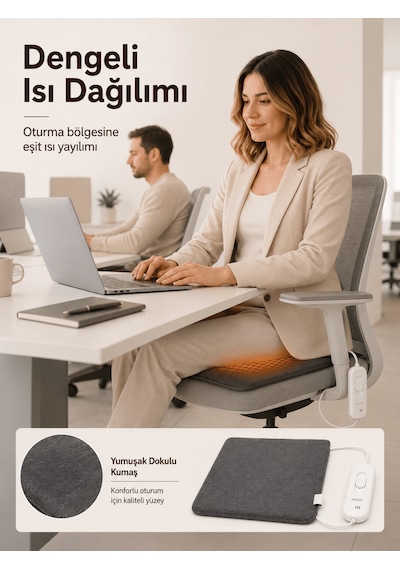 Beylini Omak 220v Elektrikli Isıtıcı Minder 30x45 Cm 5 Kademeli Termostatlı Kumandalı Ofis Büro Ev Bahçe Koltuk Sandalye El Ayak Isıtma Minderi 1