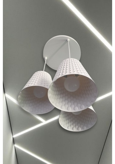 Modern Beyaz 3'lü Sarkıt Avize Petek Desenli Beton Görünümlü Ayarlanabilir Salon Mutfak Avizesi Ofis Diğer