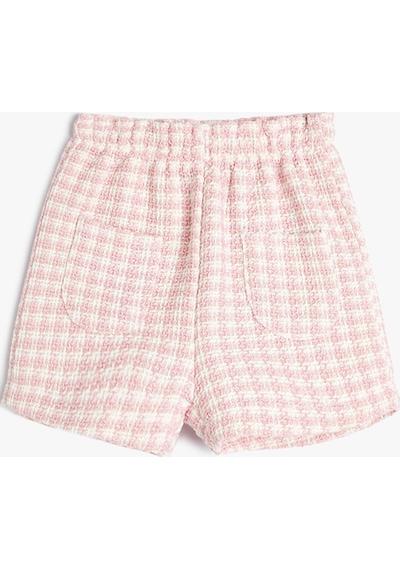 Koton Şort Cep Detaylı Beli Lastikli Pembe Ekose 4smg40036aw 4SMG40036AW2C7 Pembe