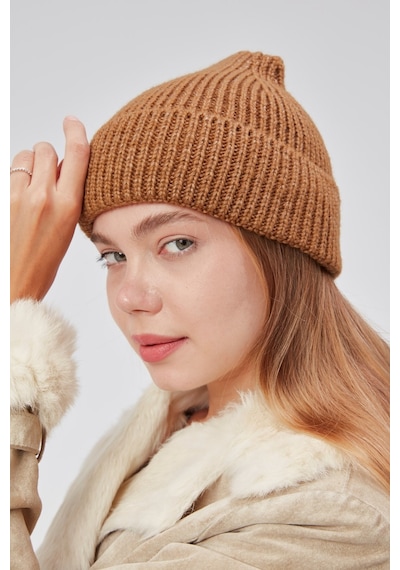 Derikem Basic Şık Standart Lüks Unisex Tiftik Bere Kahverengi