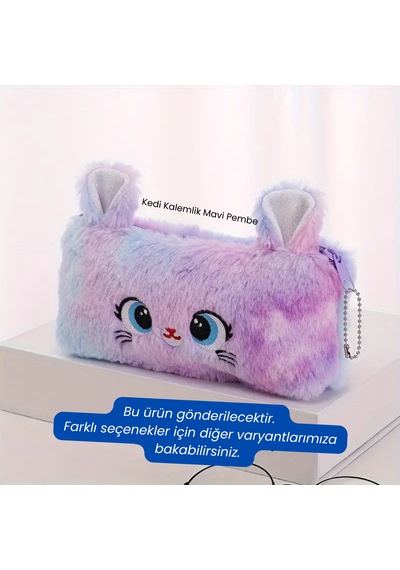 Kedi Peluş Kalem Kutu Kalemkutusu Kalemlik Çocuk Komik Kalem Kutu