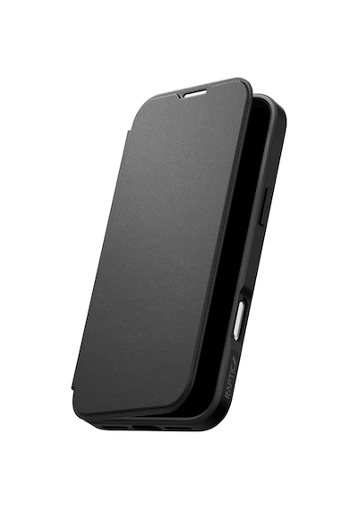Apple iPhone Uyumlu 18 Pro Kılıf M-safeli Vegan Deri Şeffaf Arka Yüzey Kartlıklı Raptic Urban Folio Kapak Siyah