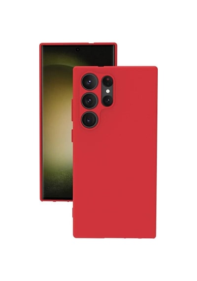 Samsung Galaxy Uyumlu S23 Ultra Rubber Silikon Kılıf Kırmızı