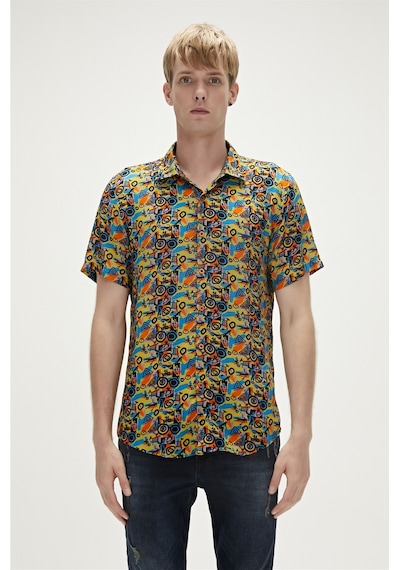 Bad Bear Bi-face Shirt Sarı Kısa Kollu Baskılı Erkek Gömlek-sarı Sarı