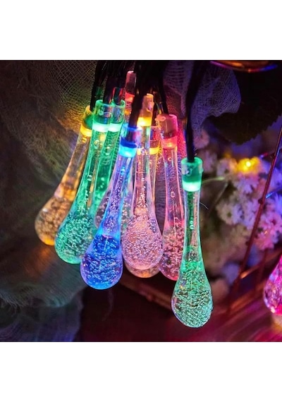 Genel 7m 50 Led Damla 8 Fonksiyonlu Solar Panelli-rgb Enerji Sınıfı A