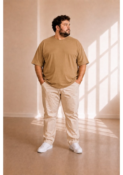Sngl Tekstil Erkek Büyük Beden Oversize Kısa Kollu T-shirt 3xl 4xl 5xl 6xl 7xl 8xl 9xl Sütlü Kahverengi