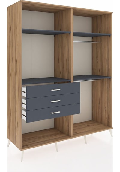 Kronos Gardrop 4 Raflı 3 Çekmeceli 2 Askılı 176x59x221 Çam-antrasit Beyaz Kronos Gardrop 4 Raflı 3 Çekmeceli 2 Askılı 176x59x221 Çam-antrasit Beyaz