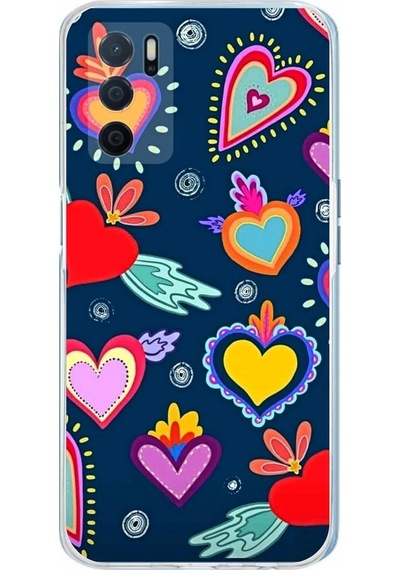 Oppo A16 İle Uyumlu 1mm Slim Fit Retro Renkler 3 Baskılı Şeffaf Kılıf Şeffaf