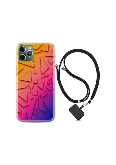 Apple Uyumlu iPhone 12 Pro Kılıf Boyun Askılı Üçgenler 1635