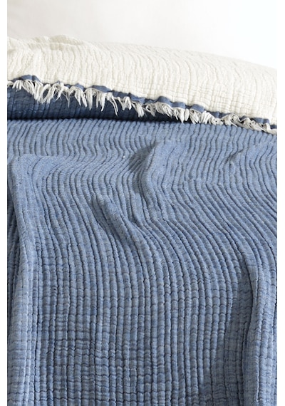 Varol 5 Katlı %100 Pamuk Müslin Yatak Örtüsü 230x240 Cm Lacıvert/cıftkısılık Lacivert