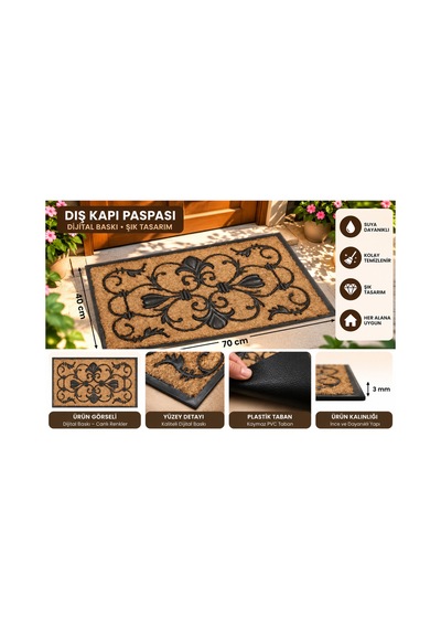 Dekoratif Dış Kapı Paspası Dijital Baskılı, Kaymaz Pvc Plastik Tabanlı, Şık Desenli Kapı Önü Paspası 40x70 Cm Kahverengi6 - 937312887 Kahverengi6 Dekoratif Dış Kapı Paspası Dijital Baskılı, Kaymaz Pvc Plastik Tabanlı, Şık Desenli Kapı Önü Paspası 40x70 Cm Kahverengi6 - 937312887 Kahverengi6