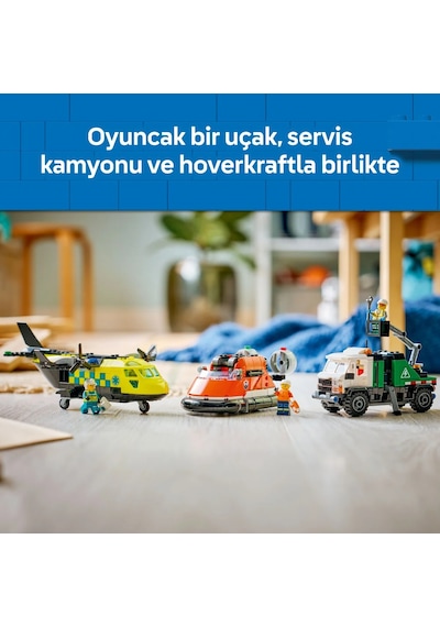 LEGO® City Uçak, Servis Kamyonu ve Hoverkraft Karışımı 60505 -7 Yaş ve Üzeri Çocuklar İçin Yaratıcı Oyuncak Yapım Seti (990 Parça)