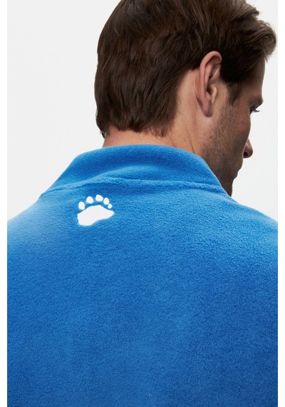 Ucla Cornıng Mavi Yarım Fermuarlı Nakışlı Polar Standard Fit Erkek Sweatshirt Mavi