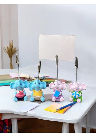 Minik Tatlı Kawaii Yavru Filler Fotoğraf Not Tutacağı Ofis Masası Hediye Tutucu Tutacak Mavi Pembe
