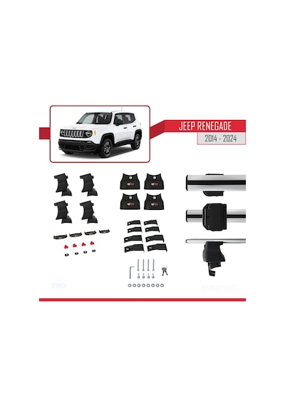 Jeep Renegade Bu 2014 Ve Sonrası İle Uyumlu Ace-4 Ara Atkı Tavan Barı Gri