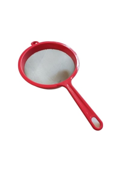 -plastik Saplı Paslanmaz Çelik Süzgeç - Kırmızı - 17 Cm
