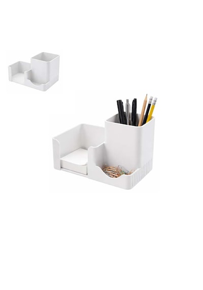 Özel Üretim 3 Bölmeli Notluk Ataşlık Kalemlik Vb. Masa Seti Ebat: 14,6 Cm X 8,4 Cm X 9,9 Cm Beyaz
