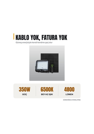 Ack 350w Solar Led Projektör Sensörlü 6500k - At65-19832