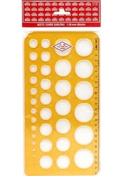 1-36mm Büyük Daire Şablonu / 02272 Karışık, Çok Renkli