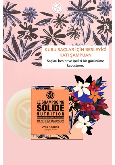 Yves Rocher Besleyici Katı Şampuan - Kuru Saçlar / Nutrition- Sls,sles İçermez,tuzsuz, Vegan-60gr 60 Ml