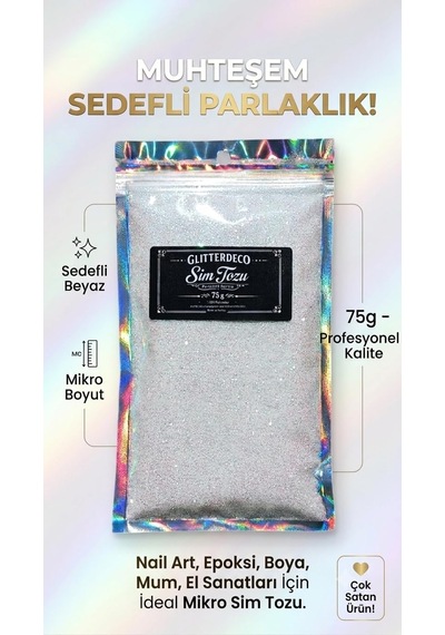 Sedefli Beyaz Glitter İrisdent Epoxy Nailart Makyaj Mum Boya Sim Tozu