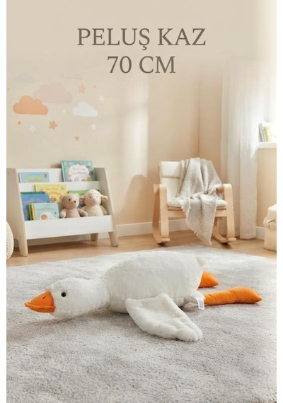Peluş Kaz 70 Cm Sevimli Ve Konforlu: Uyku Yastığı Ve Sarılma Arkadaşı Dekoratif Oyuncak