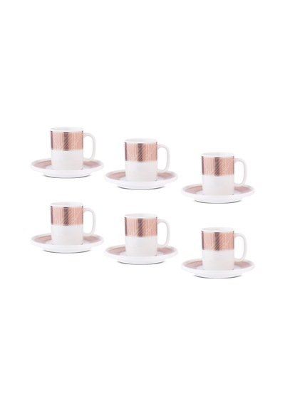 Aryıldız Nova 12 Parça 6 Kişilik Kahve Fincan Takımı Pembe 90 Ml Çok Renkli