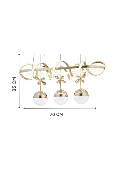 Kumandalı Led Avize Kuzey Yemek Masası 3renk Işıklı Gold