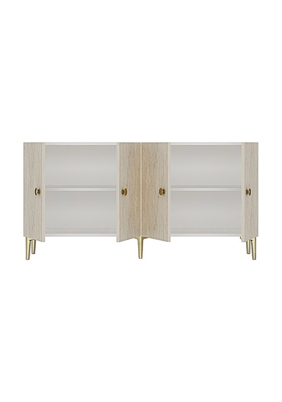 Ka1517 Simple Konsol Ve Tv Sehpası 150cm Beyaz-traverten-gold