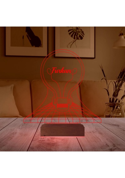 Luvivia Ampul İdea Tasarım Kişiye Özel 3d Lamba - Masa Gece Lambası Şeffaf