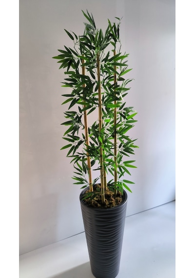 Rüzgar Yapay Çiçekçilik 180 Cm Kumsal Saksıda Bambu Yeşil