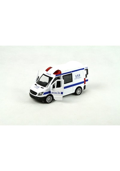 Vardem Sesli Işıklı 14 CM Çek Bırak Metal Polis Arabası