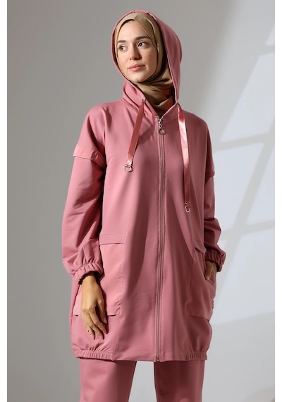Mihran Butik Kadın Pudra Mevsimlik Penye Alt Üst Spor Ve Rahat Tesettür Takım Pudra
