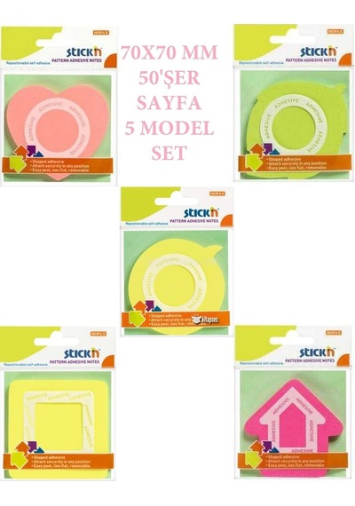 70x70 Mm 50'şer Sayfa Yapışkanlı 5 Model Set