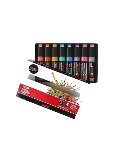 Uni Posca Pc-8K 8.0 Su Bazlı Boyama Markörü Metalik 7+1 Set