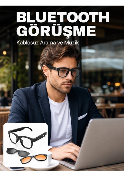 Mey İthalat Yapay Zekâ Destekli Akıllı Bluetooth Gözlük Dokunmatik Kontrol Manyetik Lens Ve Kablosuz Görüşme