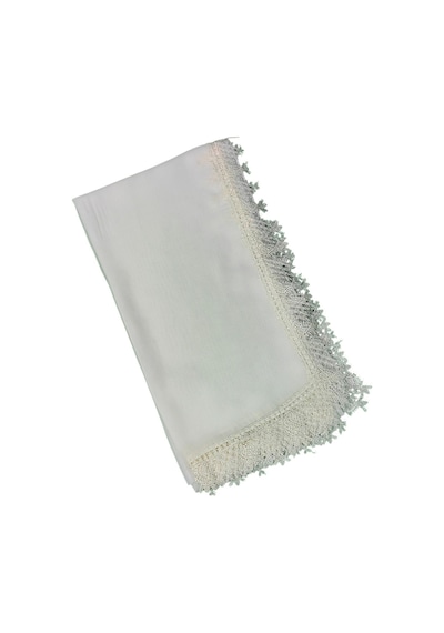 Mim Eşarp İğne Oyalı Şal Namaz Ve Mevlüt Örtüsü 60x150 Cm Kırık Beyaz