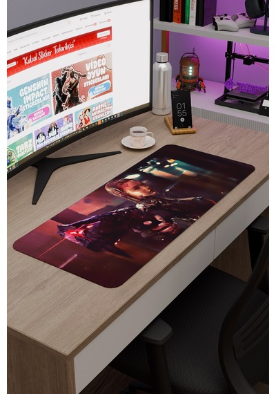 Dijital Savaşçı Kadın V3 70x30 Xl Gaming Kauçuk Kaymaz Taban Mouse Pad Fare Altlığı