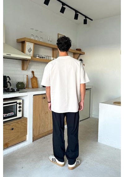 Basic Oversize Tişört Taş Rengi Taş
