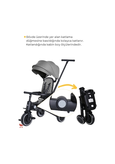 Merkür Bebe Hawk Üç Tekerlekli Bebek Ve Çocuk Bisikleti Gri Gri