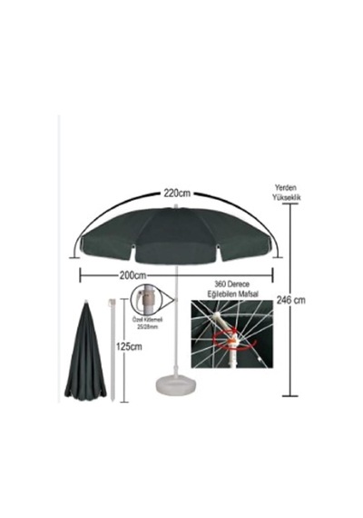 Plaj Balkon Bahçe Piknik Şemsiyesi 220 Cm 10 Telli Çok Sağlam Bidon Hediyeli Sarı