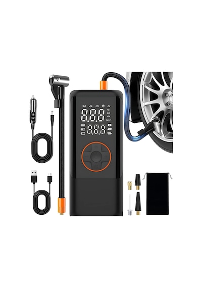 Şarjlı Hava Kompresörü 150 Psı - 4500 Mah Taşınabilir Araba Lastik Şişirme Kompresörü Flaş Işıklı - Ayarla Diğer