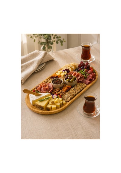 3 Lü Bambu Sunum Tepsisi Seti Farklı Boylarda Şık Servis Ve İkram Tepsisi Bej