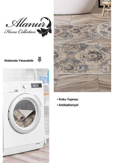 Dekoreko Kaymaz Taban Djt 3 Lü Banyo Paspas Takımı Trend Karışık Modern 1903m krem