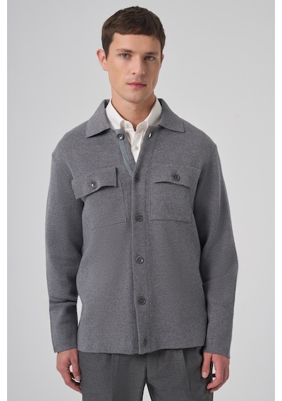 Morven Erkek Gri Trend Kapaklı Cepli Düğmeli Hırka 26ks012003100 Gri