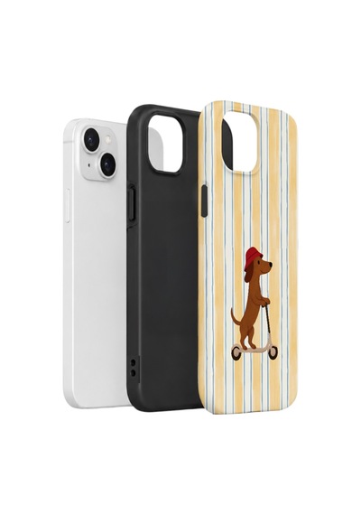 Apple iPhone Uyumlu 14 Vorian Çift Katmanlı Kılıf Dachshund Riviera