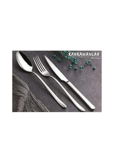 Kahramanlar72 Parça Çelik Çatal Kaşık Bıçak Takımı Gümüş