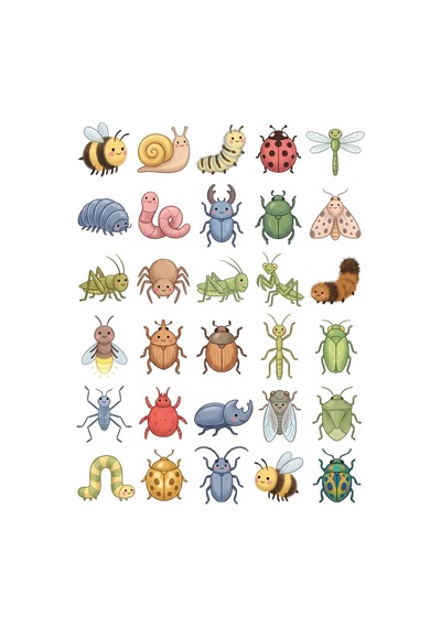30 Adet Sevimli Bahçe Böcekleri Sticker Seti - Ajanda, Defter, Telefon Çok Renkli