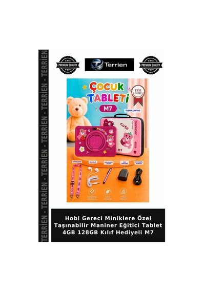 Hobi Gereci Miniklere Özel Taşınabilir Maniner Eğitici Tablet 4gb 128gb Kılıf Hediyeli M7